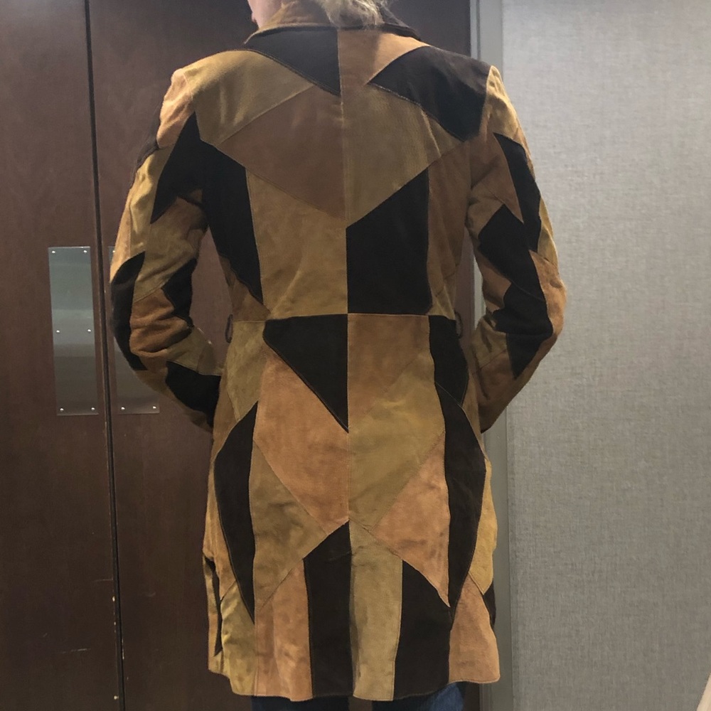 Unique! Blue asphalt suede patchwork trench size M